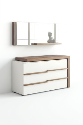 Commode de luxe blanche avec miroir Design moderne en noyer naturel nouveau