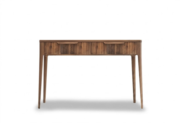 Table console en bois Table en noyer naturel - Marbre noir Toros