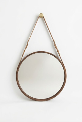 Miroir mural encadré Cadre luxueux marron fait en noyer naturel