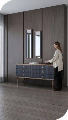 Designer Commode avec tiroirs Noyer naturel-mat Anthracite