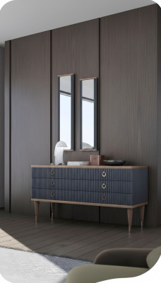 Designer Commode avec tiroirs Noyer naturel-mat Anthracite