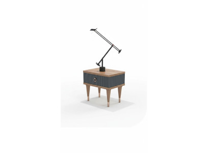 Table de chevet en noyer naturel-mat anthracite avec tiroirs Tables consoles