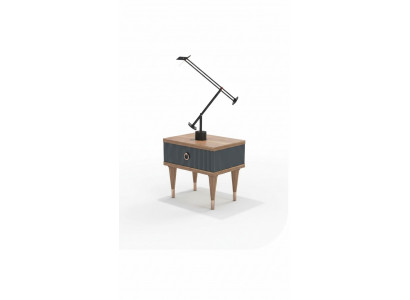 Table de chevet en noyer naturel-mat anthracite avec tiroirs Tables consoles