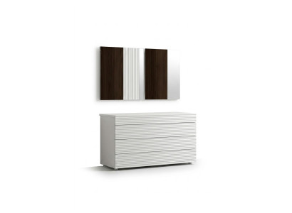 Blanc Designer Luxury Commode avec Miroir 4 Tiroirs Meuble en Bois neuf