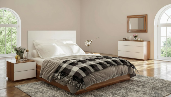 Blanc - Ensemble de chambre marron de luxe Mobilier en bois Lit Tables de chevet Commode