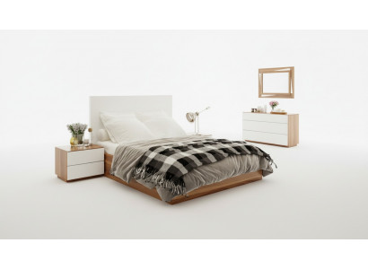 Blanc - Ensemble de chambre marron de luxe Mobilier en bois Lit Tables de chevet Commode