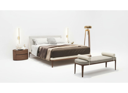 Suite de chambre marron lit cadre 2x tables de chevet lit double 3 pièces