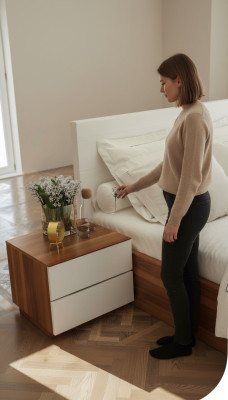 Chambre brune Chevet Moderne Mobilier de chambre en bois massif neuf
