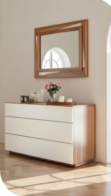 Commode de chambre blanche et marron Console de luxe avec espace de rangement Meuble en bois véritable élégant