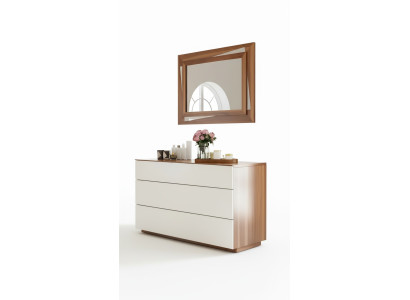 Commode de chambre blanche et marron Console de luxe avec espace de rangement Meuble en bois véritable élégant