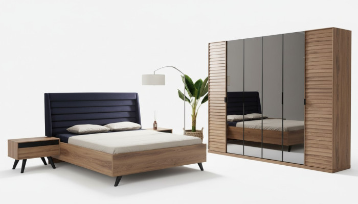 Cadre de lit noir marron Lit double Chambre Mobilier Designer Lit