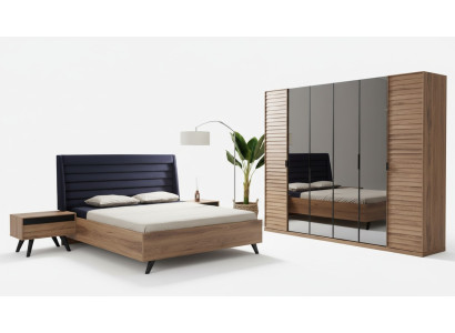Cadre de lit noir marron Lit double Chambre Mobilier Designer Lit