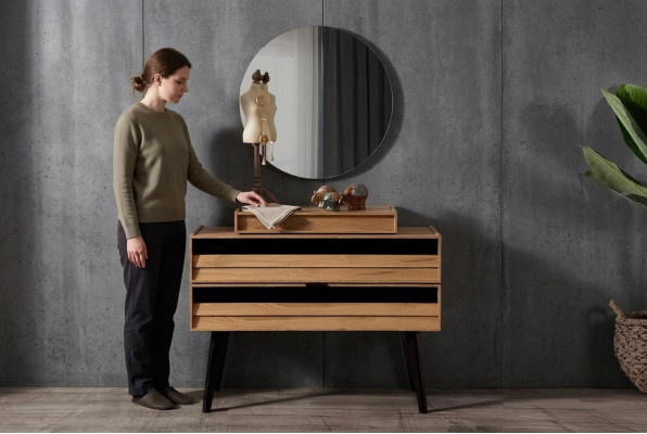 Designer de luxe Véritable coffre en bois Commode Marron Coffre de rangement Moderne neuf