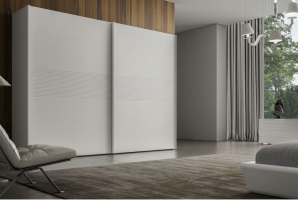 Portes coulissantes de garde-robe blanche Mobilier de chambre en bois véritable de luxe