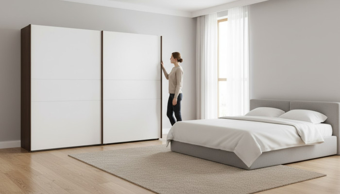 Garde-robe moderne avec portes miroir Mobilier de chambre Ameublement