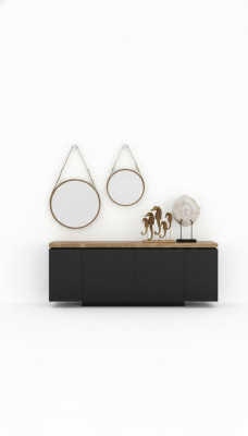 Buffet de salle à manger en noyer naturel - anthracite mat Commode de luxe Meubles