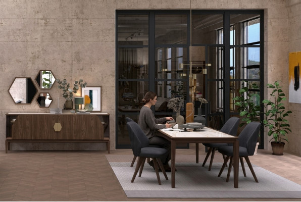Salle à manger table de cuisine luxueux meubles en bois véritable mobilier moderne ameublement