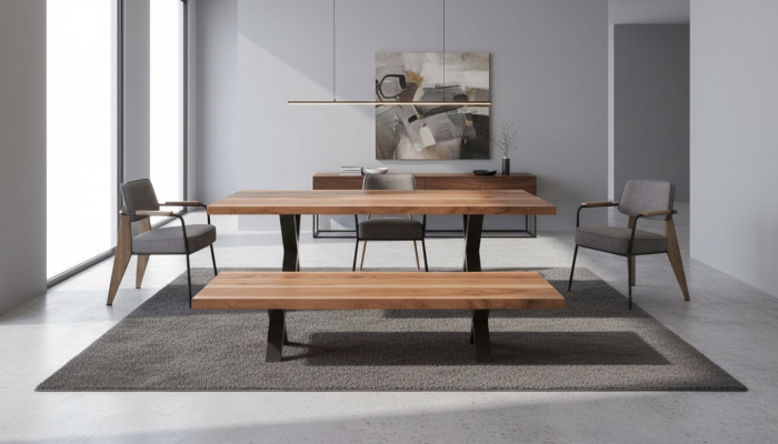 Set de salle à manger Designer Table de salle à manger Chaises Banquette de salle à manger Style moderne Mobilier en bois