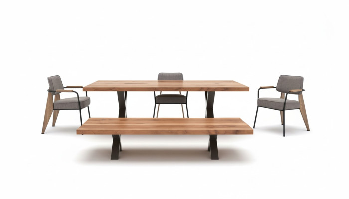 Set de salle à manger Designer Table de salle à manger Chaises Banquette de salle à manger Style moderne Mobilier en bois