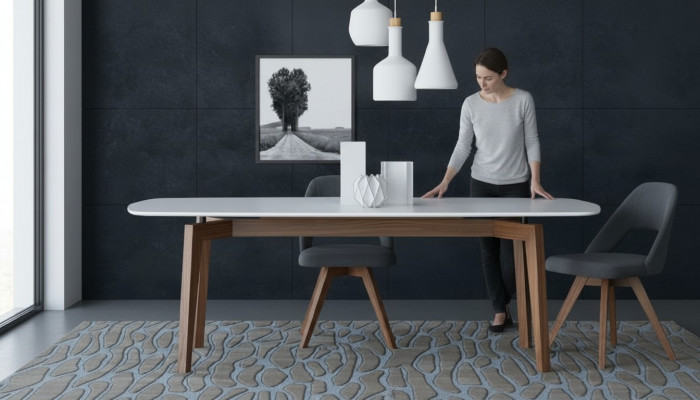 Grande table à manger Mobilier de cuisine moderne Tables de luxe Meubles en bois
