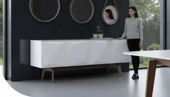 Buffet blanc avec espace de rangement Mobilier de salle à manger Mobilier en bois de luxe Moderne