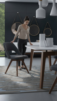 Chaise de salle à manger de luxe grise Style moderne à un seul siège Designer Meuble en bois