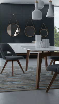 Chaise de salle à manger de luxe grise Style moderne à un seul siège Designer Meuble en bois