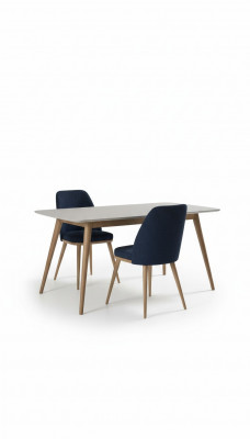 Chaise de salle à manger bleue, mobilier de cuisine moderne de luxe, mobilier en bois de designer.