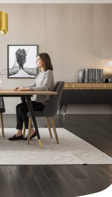 Chaise de cuisine en tissu gris de luxe avec douceur moyenne en bois