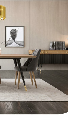 Chaise de cuisine en tissu gris de luxe avec douceur moyenne en bois