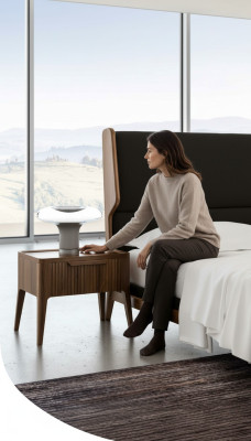 Chambre - Table de chevet avec espace de rangement dans un mobilier en bois de style moderne de luxe