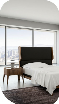 Chambre - Table de chevet avec espace de rangement dans un mobilier en bois de style moderne de luxe