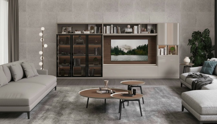 Ensemble de table basse Mobilier de salon de luxe Tables Marron Design de luxe en bois