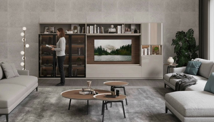 Unité murale Mobilier moderne blanc Mobilier en bois luxueux Ameublement