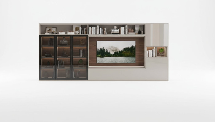 Unité murale Mobilier moderne blanc Mobilier en bois luxueux Ameublement