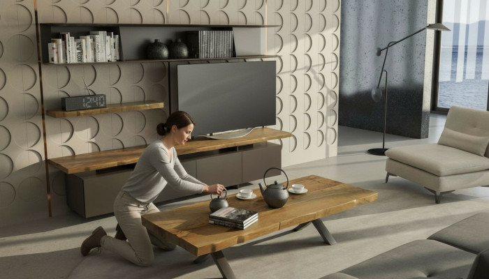 Table basse en bois Mobilier de salon moderne Table de rangement de luxe Table TV