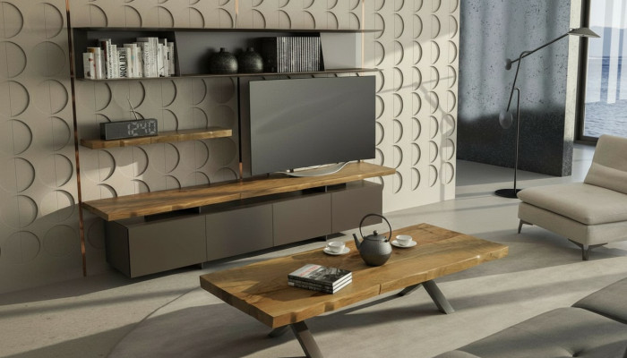 Table basse en bois Mobilier de salon moderne Table de rangement de luxe Table TV