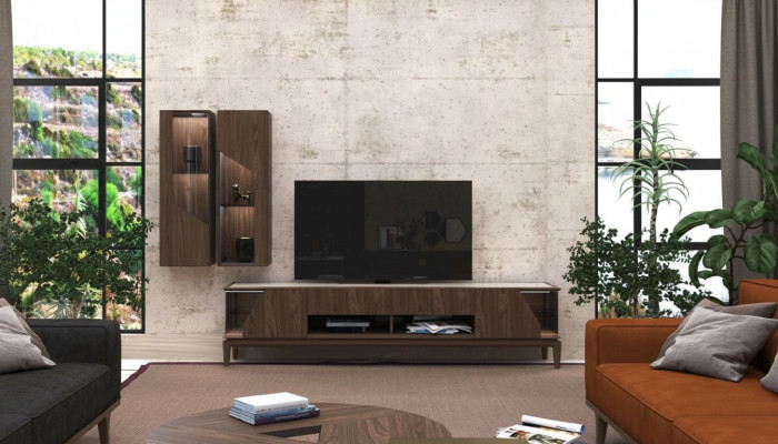 Meubles de salon Unité murale Étagères suspendues Buffet Marron Meubles en bois de luxe