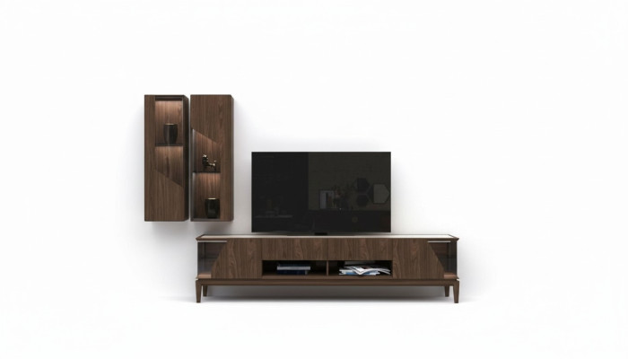 Meubles de salon Unité murale Étagères suspendues Buffet Marron Meubles en bois de luxe