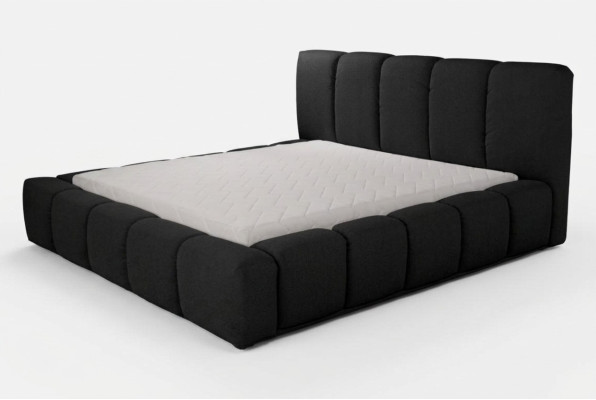 Lit noir Lit double Chambre Mobilier en bois Design Mobilier rembourré Tissu