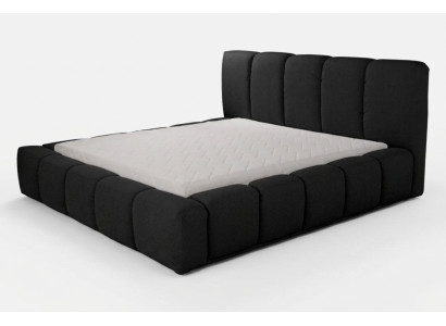 Lit noir Lit double Chambre Mobilier en bois Design Mobilier rembourré Tissu