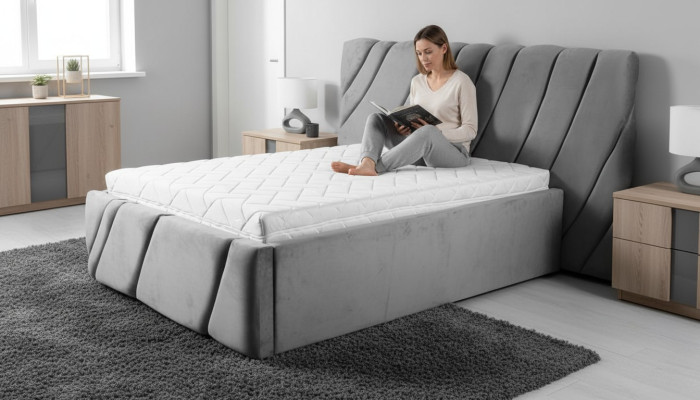 Lit gris lits en velours Lit double 140x200 Lits de design Mobilier d'hôtel