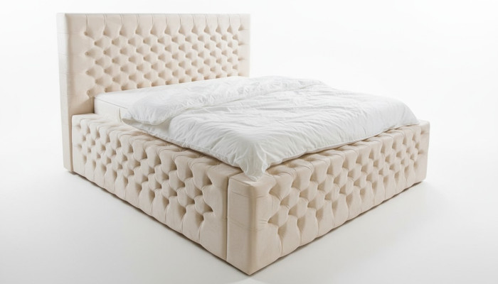 Lit de luxe Chesterfield Velours Lits Textile Double Hôtel Mobilier 140x200