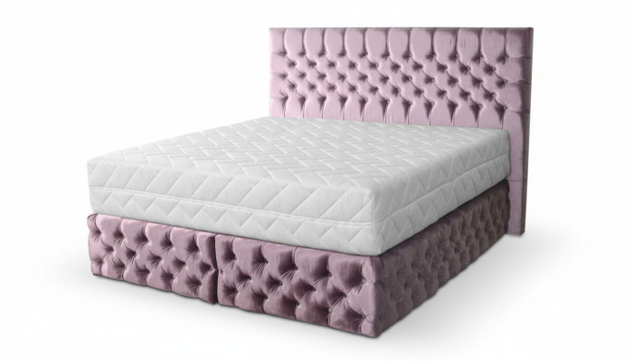 Chesterfield Rose Chambre Double en Bois Design de Meubles Élégant en Tissu d'Ameublement