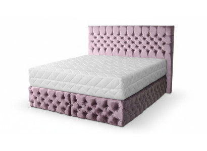 Chesterfield Rose Chambre Double en Bois Design de Meubles Élégant en Tissu d'Ameublement