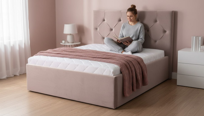Chambre de luxe Lit Lit double Textile Lit Tissu Lits Meubles Ameublement