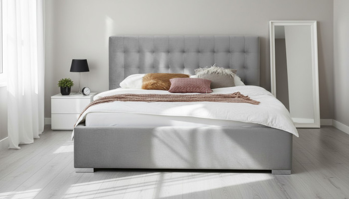 Meubles en bois Double Gris Conception de chambre élégante Tissu classique Meubles -
