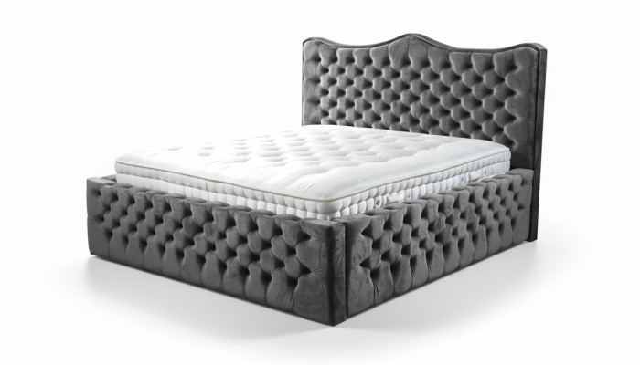 Lit Chesterfield Lit en velours Lit double 160x200 Design Hôtel Mobilier