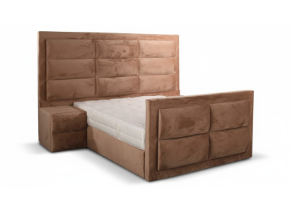 Lit classique en bois marron, design de meubles de chambre élégant en tissu neuf -
