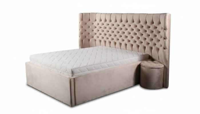 Lit double Chesterfield beige Mobilier de chambre moderne Lits de luxe